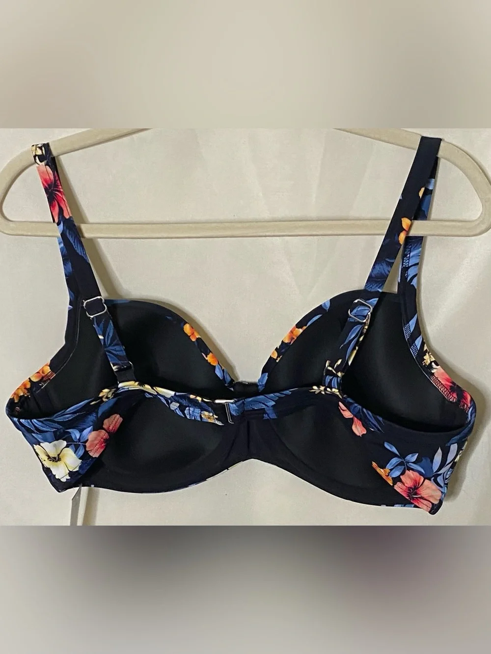 NWT Lands’ End Blk/Floral Top/ Blue Bottom Two Piece Bikini Swimwear/ Swimsuit
